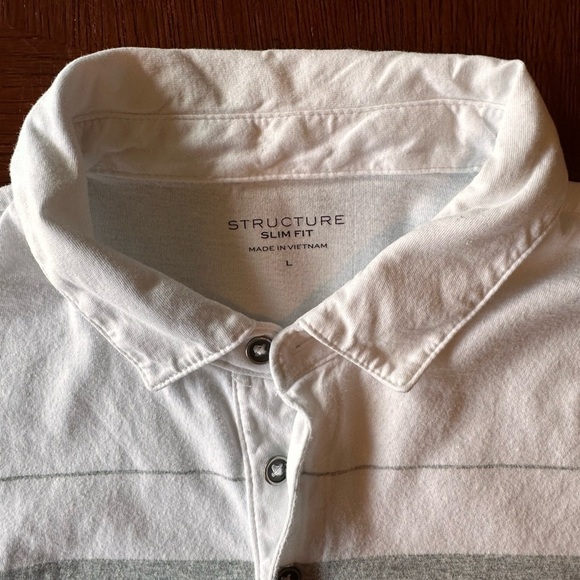 Structure Polo Shirt White and Gray Gradient Design - Picture 2 of 4